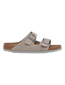 Birkenstock Sandalo Arizona a due fasce e fibbie in suede grigio