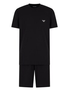 EMPORIO ARMANI Pigiama a megalogo di cotone organico con pantaloncini Bermuda