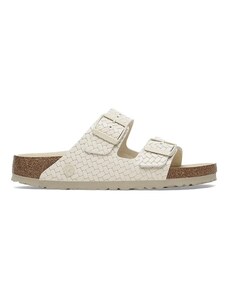 Birkenstock infradito in pelle Arizona Woven Emboss colore beige 1029172