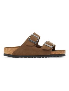 Birkenstock ciabatte slide in camoscio Arizona colore marrone 1030863