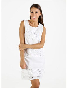 Abito natalizio da donna, elegante, a maniche lunghe, con collo in peluche, con scollo a V, con motivo natalizio, per feste, vintage, linea A, abito da sera, #A01 bianco, XS
