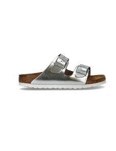 BIRKENSTOCK ARIZONA Ciabatta donna argento in pelle CIABATTA
