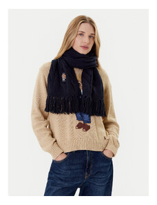 Sciarpa Donna In Cotone Blu Navy Con Pois Oro - Morbida, 155x38cm, Lavabile, Stile Elegante E Casual - Foto 2