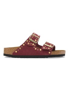 Birkenstock ciabatte slide in camoscio Arizona Rivet donna colore rosso 1030463