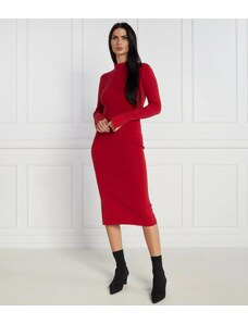 Bershka Vestito lungo in maglia bordeaux monospalla-Rosso