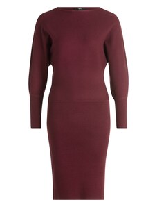 Bershka Vestito lungo in maglia bordeaux monospalla-Rosso