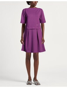 Abito casual da donna UK da donna estivo a maniche corte ampio maxi abito tinta unita manica corta comodo cotone lungo abito da donna vestito da festa elegante, Viola, 14
