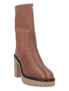 AS98 tronchetti VIVENT con tacco e plateau in pelle marrone