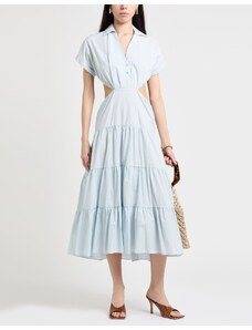 Vestito Lungo Donna Estivo Con Scollo A V - Manica Corta, Linea Ad A, Spacco, Elegante E Casual