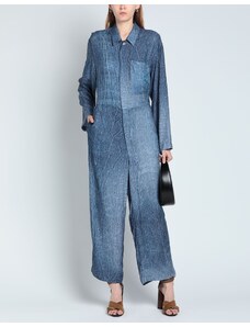 Tuta intera donna salopette jumpsuit denim jeans boho bohemian cowboy 13786