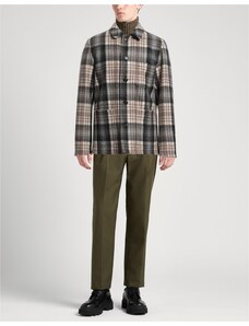 Bershka Camicia giacca in finta lana nera/bianca a quadri-Bianco