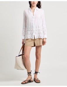 ORANDESIGNE Camicetta Donna Estate Blusa di Pizzo Taglie Forti Maglia Camicia Maniche Lunghe a Sbuffo Blusa Top Scollo a V Maglietta Vintage A Bianco XS