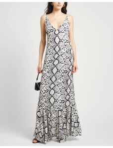 vestito lungo vestito leopardato bianco e nero