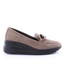 Mocassini Slip On Donna In Pella Con Zeppa 7 Cm - Motivo Floreale, Punta Tonda, Suola Gomma
