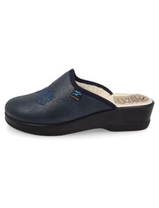 Fly Flot Pantofole In Lana Blu Con Chiusura Velcro - Taglia 36 EU - Suola In Poliuretano - 4