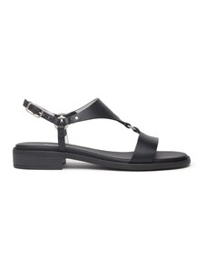 Nero Giardini E513515D Sandali Donna Con Zeppa In Pelle - Made In Italy, Chiusura A Fibbia, Colore Nero