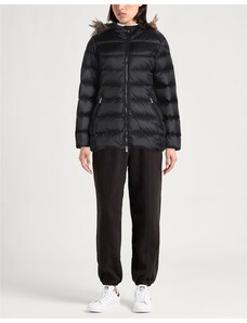 Ciesse Piumini giubbotto nero donna con cappuccio leggero patch logo sul  braccio