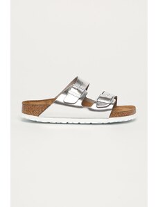 Birkenstock infradito in pelle Arizona SFB donna colore argento 1005961