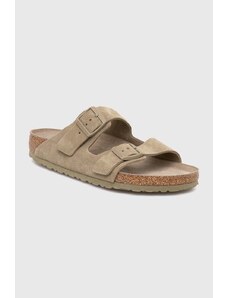 Birkenstock ciabatte slide in camoscio Arizona SFB donna colore verde 1019045