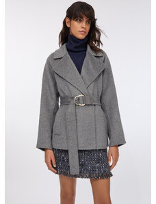 Allegra K Cappotto Corto Donna Doppio Petto Grigio Scuro – Giacca Elegante Con Risvolti E Tasche – Taglia XL