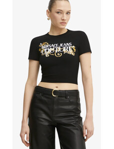 Versace Jeans Couture T-shirt Corta Con Cristalli Outline Barocco Black Woman PE25 promo