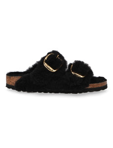 Birkenstock ciabatta Arizona Big Buckle teddy nero