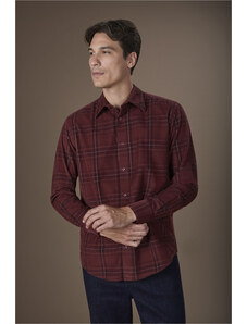 Chemise Homme XACUS à Carreaux Bleu/bordeaux - 100% Coton - Taille 41 (16) - Neuf