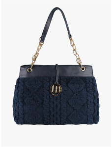 Borsa Da Viaggio In PU Blu Navy/bianco – 40x30 Cm, Tracolla Regolabile, Chiusura Zip, Tasca Frontale