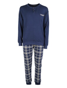 Pigiama Lungo Con Polsini Interlock Blu Scuro - Nightwear Per - Foto 9