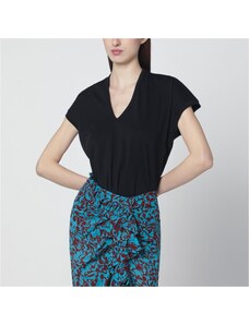 Moda donna casual scollo a V giù manica corta top t-shirt
