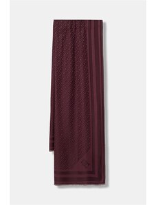 TigerTie Foulard Con Strisce E Frange – Rosso Borgogna E Grigio Argento – 95x95 Cm