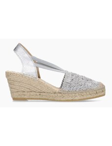 Sandali Con Zeppa In Corda Donna – Infradito Eleganti Con Tacco – Comode Scarpe Estive Per Cerimonia E Tempo Libero – Colore Argento