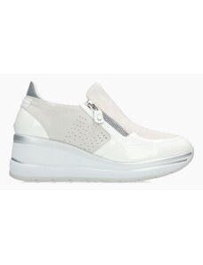 MIXSEN Sneakers con Zeppa Interna Donna Pelle Platform Scarpe da Ginnastica Sportive Fitness Tennis Tacco Zeppa 9CM(19 Bianco,33EU
