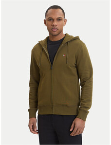 NAPAPIJRI Felpa Invernale Uomo Burgee – Verde Salvia, Misto Cotone, Cappuccio Regolabile, Tasca Zippata, Logo Patch, Regular Fit