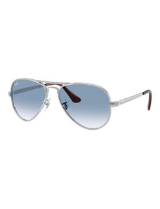 Ray - Ban Unisex Ray - Ban RB3925 AVIATOR MAX 003/3F Occhiali da sole Metallo Argento Blu Pilot Normale Sfumato