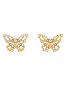 Elli PREMIUM Orecchini pendenti di tendenza barocca organica martellata con perla d'acqua dolce coltivata in argento sterling 925 placcato oro Orecchini ✔️ acquista online