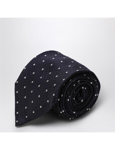 LORENZO CANA Cravatta Di Lusso In Seta Jacquard 100% Italiana, Fatta A Mano, Motivo Scozzese Blu, 150x8 Cm