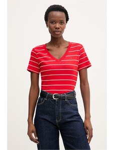 Top Estivo Donna A Maniche Corte - T-shirt A Righe Raglan, Morbida E Leggera, Colore Rosso, Taglia M - 5