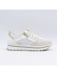 Sandali Igi&co 3687022 pelle beige con strass zeppa 5,5cm Made in Italy