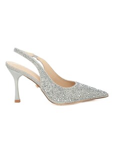 JOEupin Donna Décolleté Tacco Alto Punta Strass Spilla A Spillo Slip On Scarpe Da Sposa, bianco, 35.5 EU