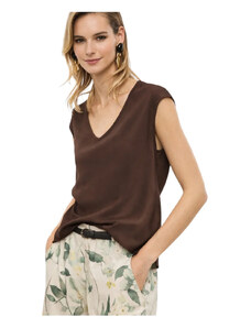 ANGGREK Top estivo da donna, casual, in pizzo, con scollo a V, maniche a petalo, alla moda, casual, tinta unita, top top, Nero , XL