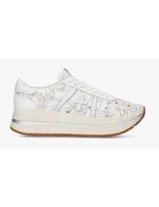 Sneaker da donna eleganti zeppa con imbottitura ad aria, scarpe da ginnastica con motivo floreale, ammortizzazione, per il fitness, per il tempo libero, bianco, 37 EU
