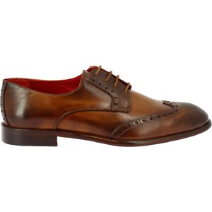 Scarpe Oxford Uomo In Pelle Marrone Scuro Sfumata - Fatte A Mano, Punta A Cappuccio, Taglia UK 9 (US 10)