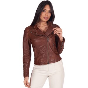 Giacca Moto In Pelle Vegetale Nera Trapuntata Effetto Vintage D'Arienzo