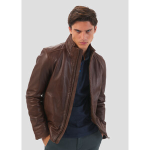 PHILIPH Giacca Bomber da uomo in vera pelle nero