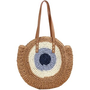 Borsa Da Spiaggia In Paglia Intrecciata A Mano – Grande 61x40 Cm – Con Cerniera E Fodera