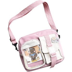 PACKOVE Borsa A Tracolla Kawaii Per Ragazze | Borsecchina Perlata Con Fiocco, Catena, 15x15x8 Cm - 3