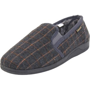 RockDove Men's Slippers with Sherpa Lining and Memory Foam, Dark Grey And Blue, 40/41 EU