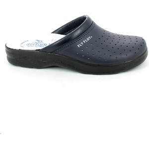 Fly Flot Ciabatta Herren-Slipper, Blau, Aus Echtem Leder – Bequeme Freizeitschuhe Mit Gummisohle, Größe 42