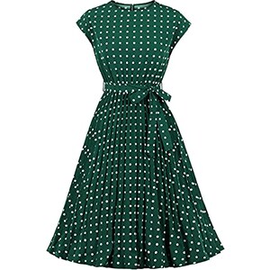 Abito Midi Donna Anni '50 Vintage - Senza Maniche, Linea A, Plissettato, Per Party - Foto 2